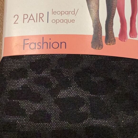 New Secret Treasures Women's Leopard/Opaque Tights, 2 Pair Pack XXL - Picture 7 of 8